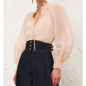 NWT! Zimmermann REBELLION COLLARED BLOUSE in Peach